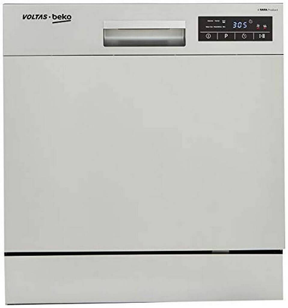 #07 Best Dishwasher in India - Voltas Beko 8 Place Table Top Dishwasher (DT8S, Silver)